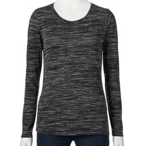 Apt. 9 Modern Essentials Marled Black and Gray Crewneck Long Sleeve Tee